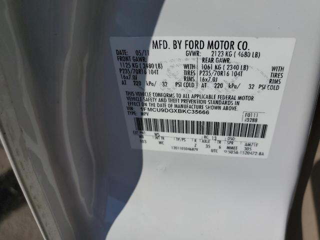 Photo 10 from auction – 2011 FORD ESCAPE with VIN 1FMCU9DGXBKC35666