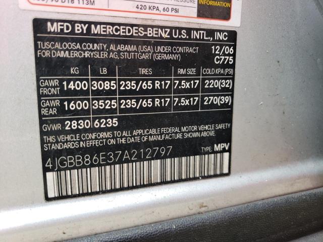 Photo 10 from auction – 2007 MERCEDES-BENZ ML 350 with VIN 4JGBB86E37A212797