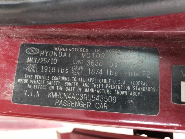 Photo 10 from auction – 2011 HYUNDAI ACCENT GLS with VIN KMHCN4AC3BU543509