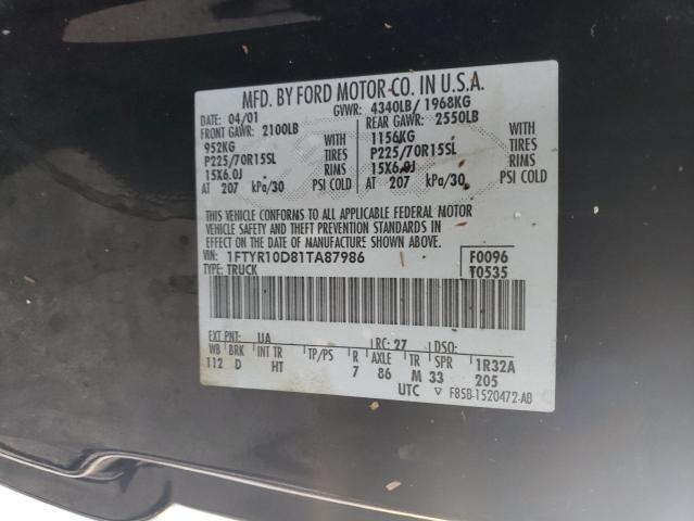 Photo 10 from auction – 2001 FORD RANGER with VIN 1FTYR10D81TA87986