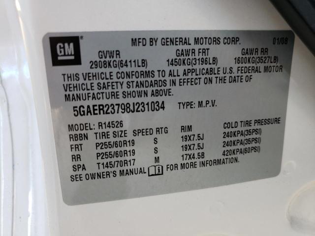 Photo 10 from auction – 2008 BUICK ENCLAVE CX with VIN 5GAER23798J231034
