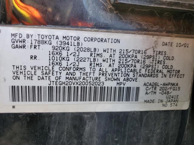 Photo 10 from auction – 2001 TOYOTA RAV4 with VIN JTEGH20VX20052023