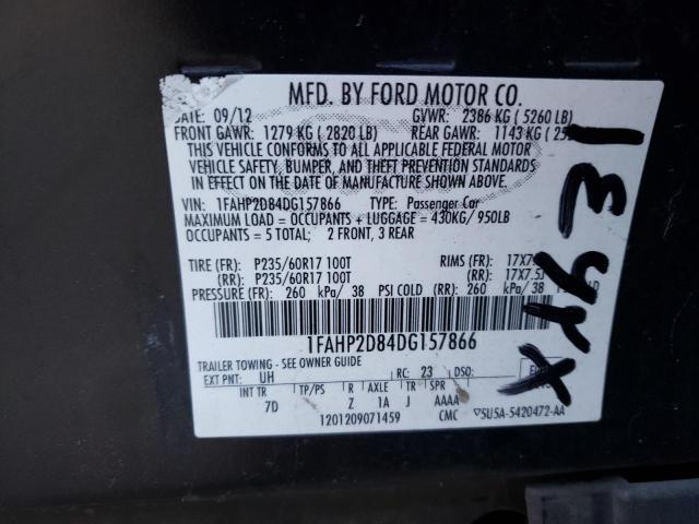 Photo 10 from auction – 2013 FORD TAURUS SE with VIN 1FAHP2D84DG157866