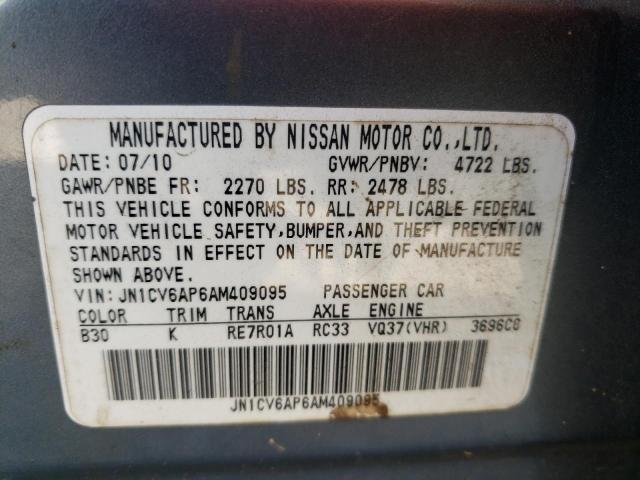 Photo 10 from auction – 2010 INFINITI G37 BASE with VIN JN1CV6AP6AM409095