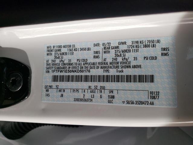 Photo 10 from auction – 2022 FORD F150 SUPER with VIN 1FTFW1E50NKD50176