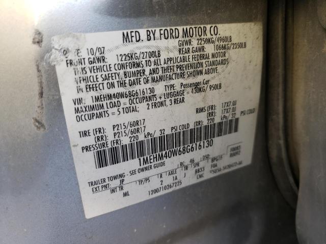 Photo 10 from auction – 2008 MERCURY SABLE LUXU with VIN 1MEHM40W68G616130
