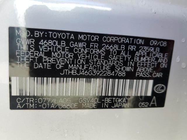 Photo 10 from auction – 2009 LEXUS ES 350 with VIN JTHBJ46G392284788