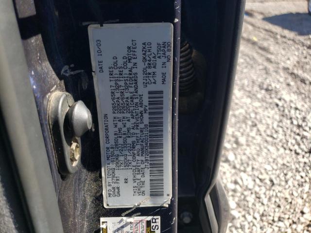 Photo 10 from auction – 2004 LEXUS GX 470 with VIN JTJBT20X340031108