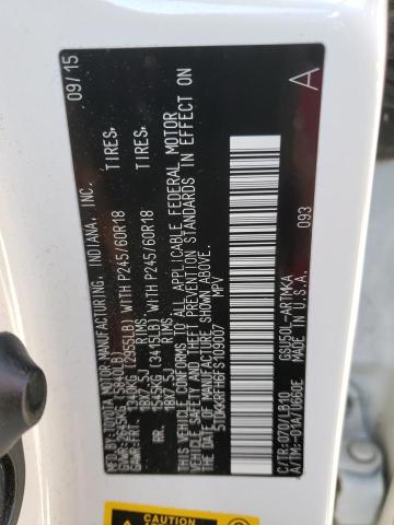 Photo 10 from auction – 2015 TOYOTA HIGHLANDER with VIN 5TDKKRFH6FS109007