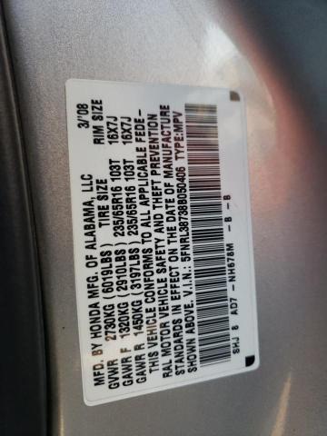 Photo 10 from auction – 2008 HONDA ODYSSEY EX with VIN 5FNRL38738B050406