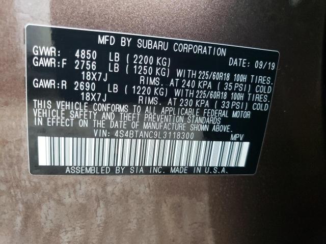 Photo 10 from auction – 2020 SUBARU OUTBACK LI with VIN 4S4BTANC9L3118300