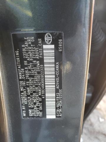 Photo 10 from auction – 2009 TOYOTA CAMRY BASE with VIN 4T1BE46K89U822329