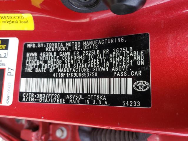 Photo 10 from auction – 2013 TOYOTA CAMRY L with VIN 4T1BF1FK9DU693750