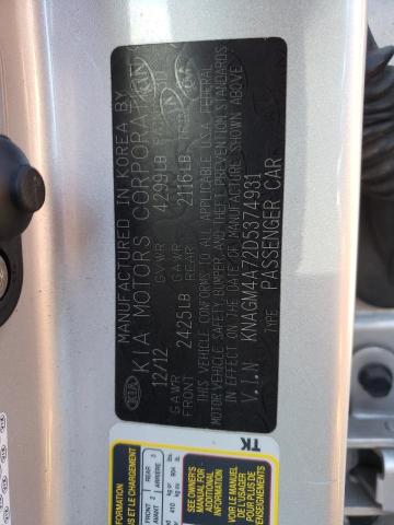 Photo 10 from auction – 2013 KIA OPTIMA LX with VIN KNAGM4A72D5374931