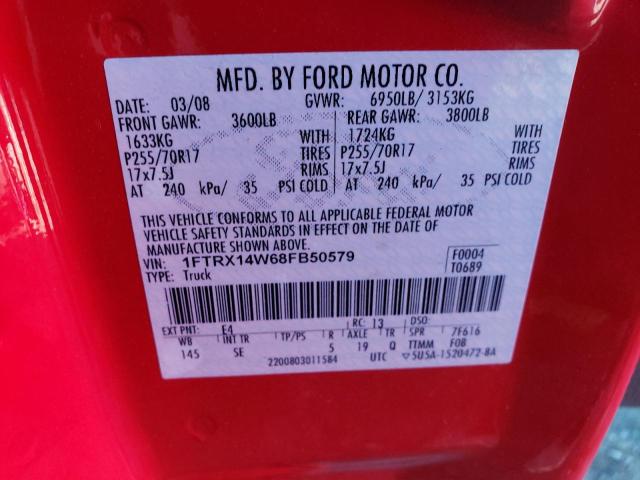 Photo 10 from auction – 2008 FORD F150 with VIN 1FTRX14W68FB50579