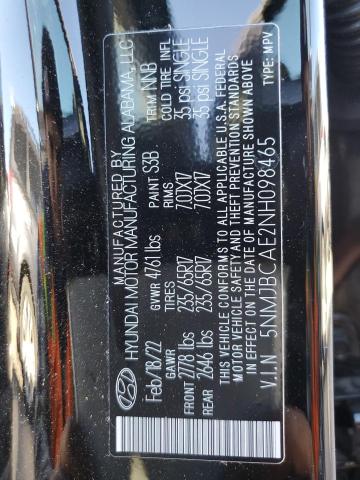 Photo 10 from auction – 2022 HYUNDAI TUCSON SEL with VIN 5NMJBCAE2NH098465