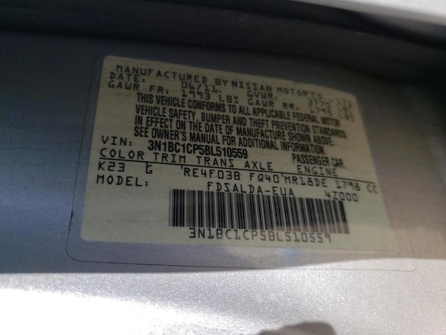 Photo 10 from auction – 2011 NISSAN VERSA S with VIN 3N1BC1CP5BL510559