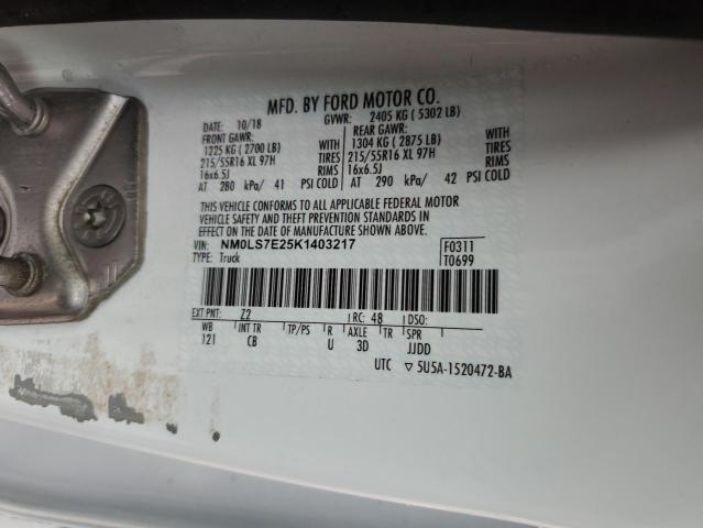 Photo 10 from auction – 2019 FORD TRANSIT CO with VIN NM0LS7E25K1403217