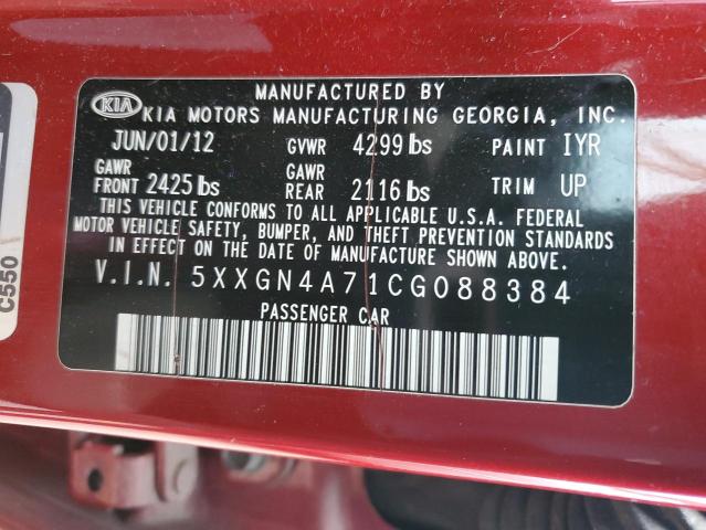 Photo 10 from auction – 2012 KIA OPTIMA EX with VIN 5XXGN4A71CG088384
