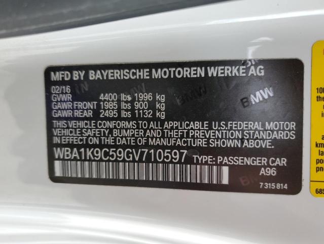 Photo 10 from auction – 2016 BMW 228 I SULE with VIN WBA1K9C59GV710597