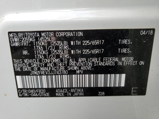 Photo 10 from auction – 2018 TOYOTA RAV4 LE with VIN JTMZFREV3JJ743780