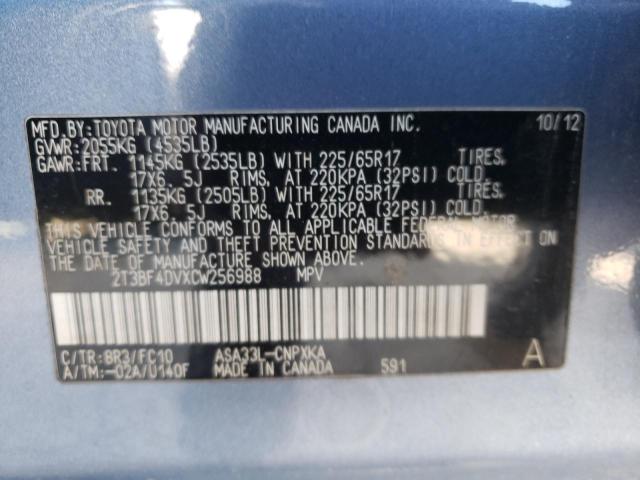 Photo 10 from auction – 2012 TOYOTA RAV4 with VIN 2T3BF4DVXCW256988