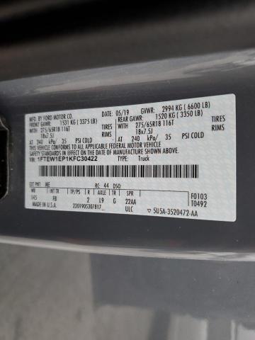Photo 10 from auction – 2019 FORD F150 SUPER with VIN 1FTEW1EP1KFC30422