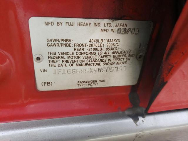 Photo 10 from auction – 2004 SUBARU IMPREZA OU with VIN JF1GG685X4H805787