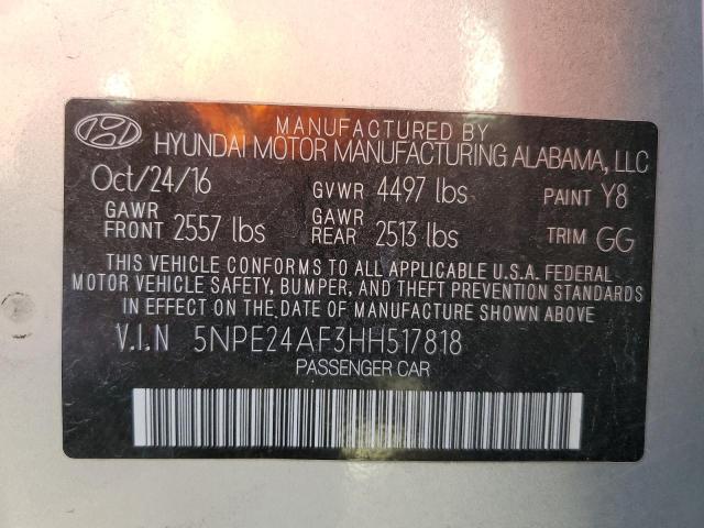 Photo 10 from auction – 2017 HYUNDAI SONATA SE with VIN 5NPE24AF3HH517818