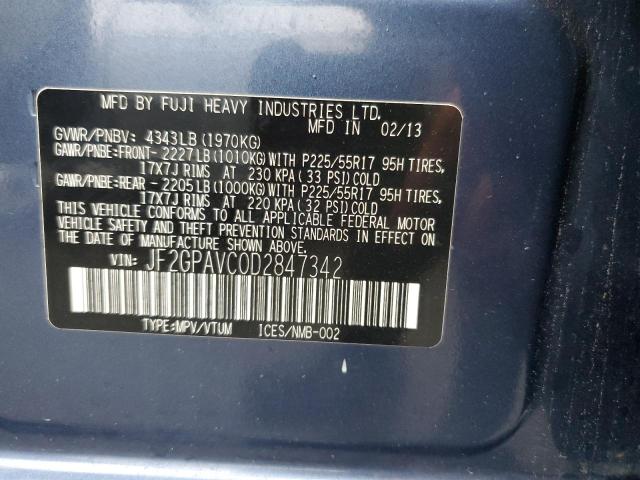 Photo 10 from auction – 2013 SUBARU XV CROSSTR with VIN JF2GPAVC0D2847342