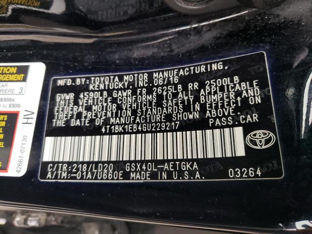 Photo 10 from auction – 2016 TOYOTA AVALON XLE with VIN 4T1BK1EB4GU229217