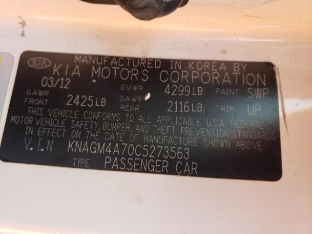 Photo 10 from auction – 2012 KIA OPTIMA LX with VIN KNAGM4A70C5273563