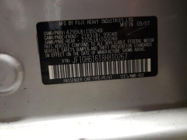 Photo 10 from auction – 2008 SUBARU IMPREZA 2. with VIN JF1GH61618H810267