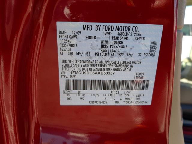 Photo 10 from auction – 2010 FORD ESCAPE XLT with VIN 1FMCU9DG5AKB53357