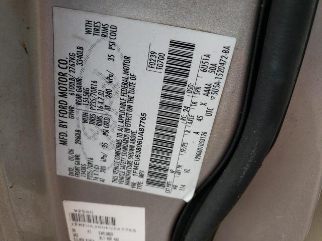 Photo 10 from auction – 2006 FORD EXPLORER X with VIN 1FMEU63806UA87765