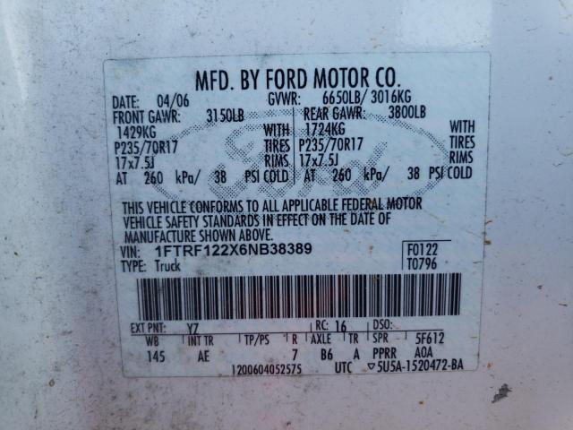 Photo 10 from auction – 2006 FORD F150 with VIN 1FTRF122X6NB38389