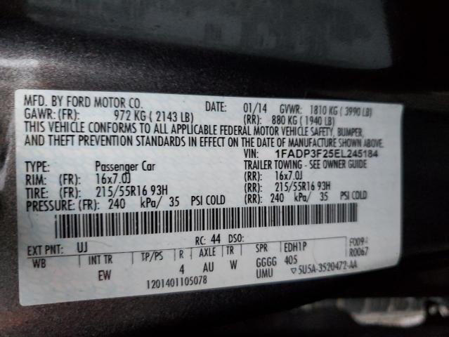Photo 10 from auction – 2014 FORD FOCUS SE with VIN 1FADP3F25EL245184
