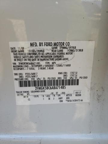 Photo 10 from auction – 2010 FORD FLEX SE with VIN 2FMGK5BC6ABA71485