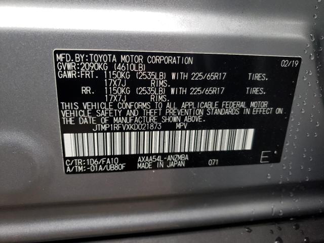 Photo 10 from auction – 2019 TOYOTA RAV4 XLE with VIN JTMP1RFVXKD021873