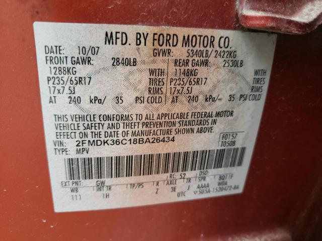 Photo 10 from auction – 2008 FORD EDGE SE with VIN 2FMDK36C18BA26434