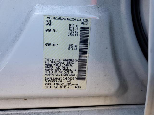 Photo 10 from auction – 2015 NISSAN ALTIMA 2.5 with VIN 1N4AL3APXFC149859