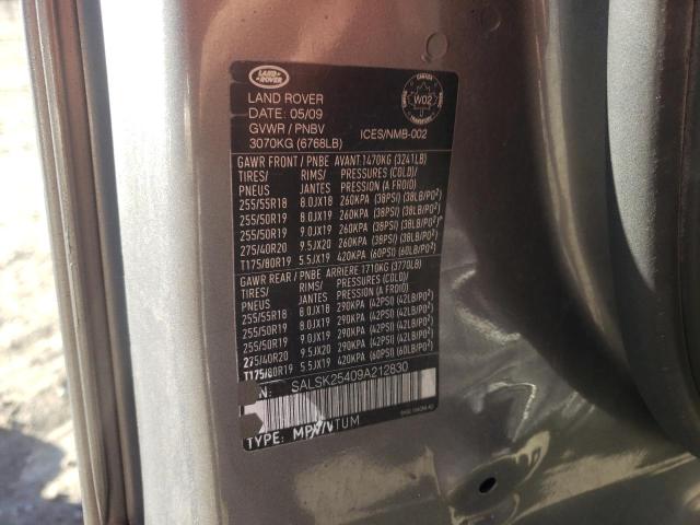 Photo 10 from auction – 2009 LAND ROVER RANGE ROVE with VIN SALSK25409A212830
