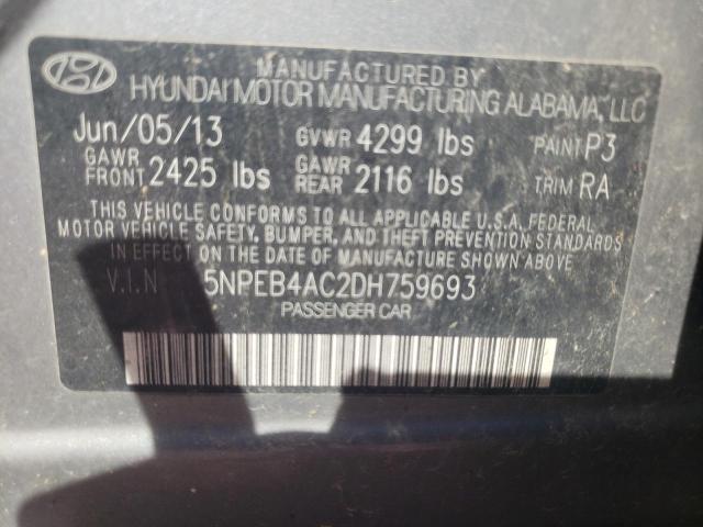 Photo 10 from auction – 2013 HYUNDAI SONATA GLS with VIN 5NPEB4AC2DH759693