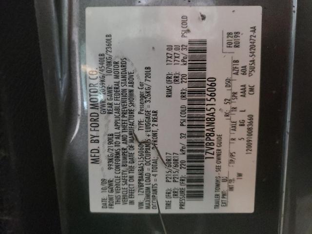 Photo 10 from auction – 2010 FORD MUSTANG with VIN 1ZVBP8AN8A5156060