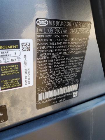 Photo 10 from auction – 2020 LAND ROVER RANGE ROVE with VIN SALGS2RU0LA574776