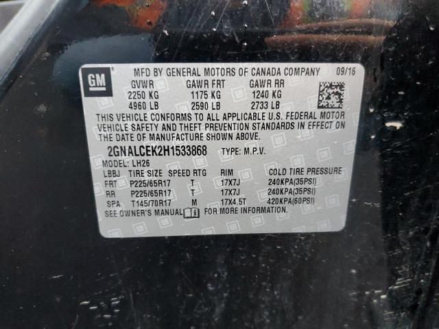 Photo 10 from auction – 2017 CHEVROLET EQUINOX LT with VIN 2GNALCEK2H1533868
