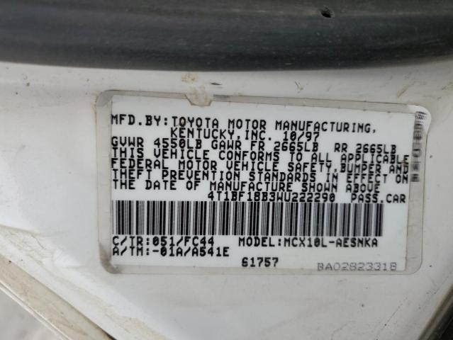 Photo 10 from auction – 1998 TOYOTA AVALON XL with VIN 4T1BF18B3WU222290