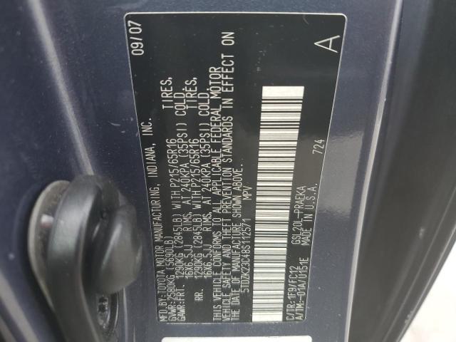 Photo 10 from auction – 2008 TOYOTA SIENNA CE with VIN 5TDZK23C48S112571