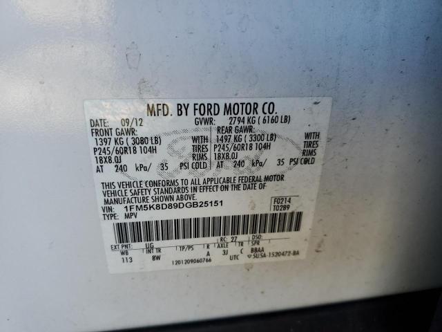 Photo 10 from auction – 2013 FORD EXPLORER X with VIN 1FM5K8D89DGB25151