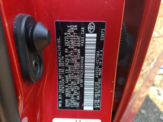 Photo 10 from auction – 2014 TOYOTA CAMRY L with VIN 4T1BF1FK2EU824048